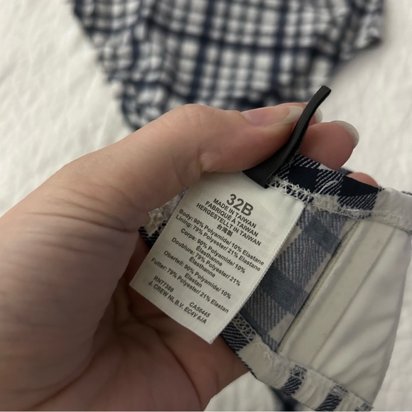 J. Crew Tie-front Underwire Top & High Waist Bottoms in Navy Blue Plaid Bikini - Picture 8 of 10